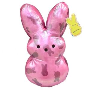 NEW PEEPS Sheen Metallic Bunny Plush Pillow 15" Pink Rare Limited Edition